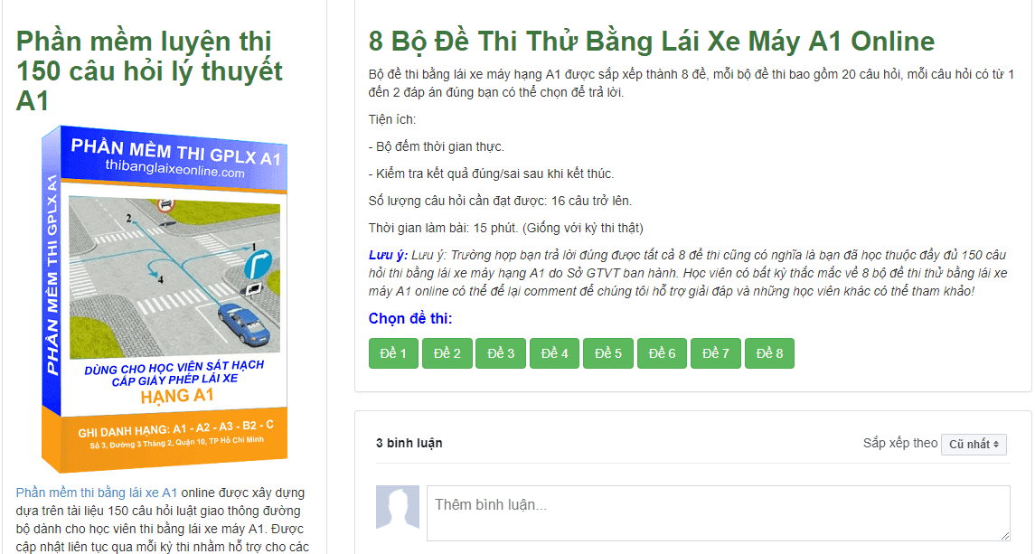 Đề thi thử được xem là một trong các công cụ hỗ trợ học viên thi đậu bằng lái xe máy A1 tốt nhất hiện nay
