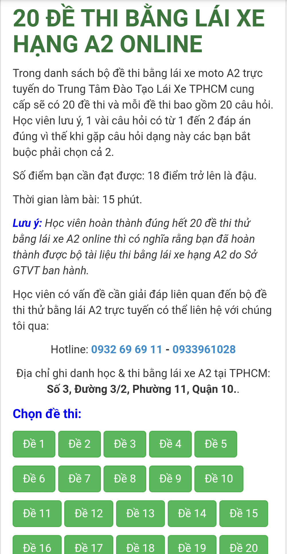 Giới thiệu về các bộ đề thi bằng lái xe moto hạng A2