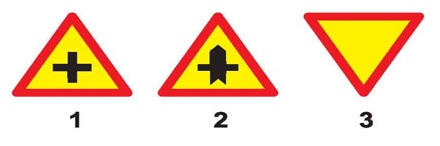 Biển nào báo hiệu giao nhau với đường ưu tiên?