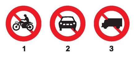 Biển nào báo hiệu cấm xe mô tô ba bánh đi vào?