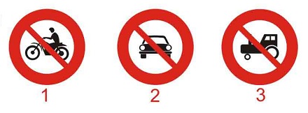 Biển nào báo hiệu cấm xe mô tô hai bánh đi vào?