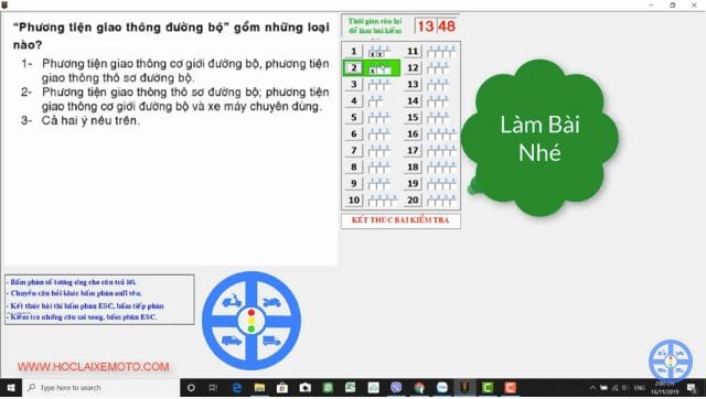 HƯỚNG DẪN THI LÝ THUYẾT LÁI XE A1 TRÊN MÁY TÍNH