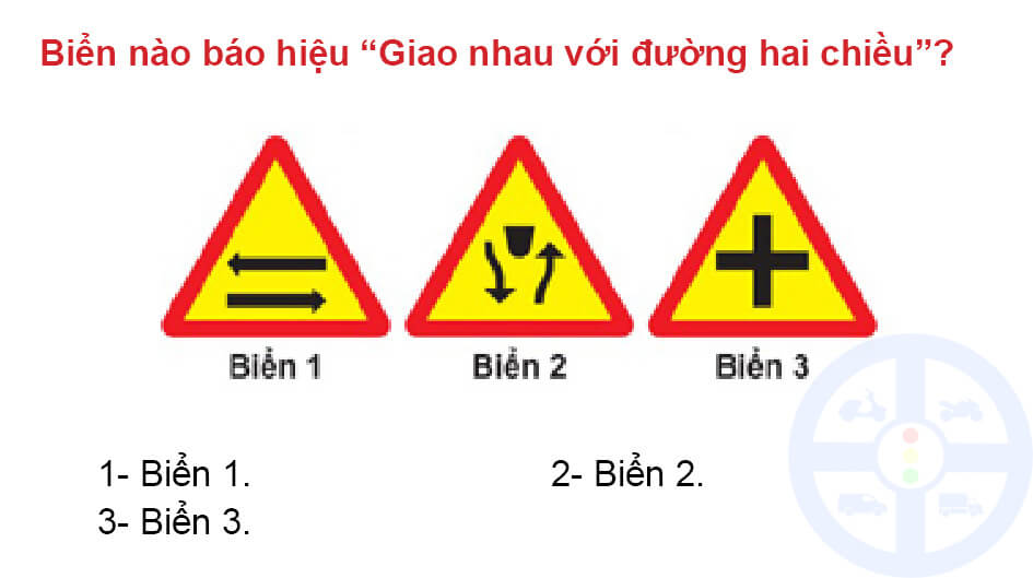 Biển nào báo hiệu “Giao nhau với đường hai chiều”?