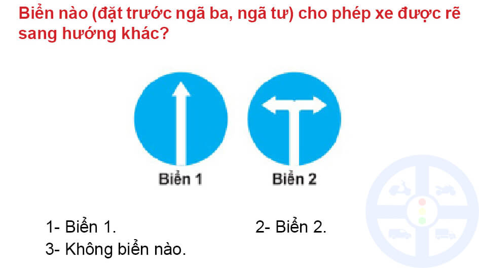 Biển nào (đặt trước ngã ba, ngã tư) cho phép xe được rẽ sang hướng khác?