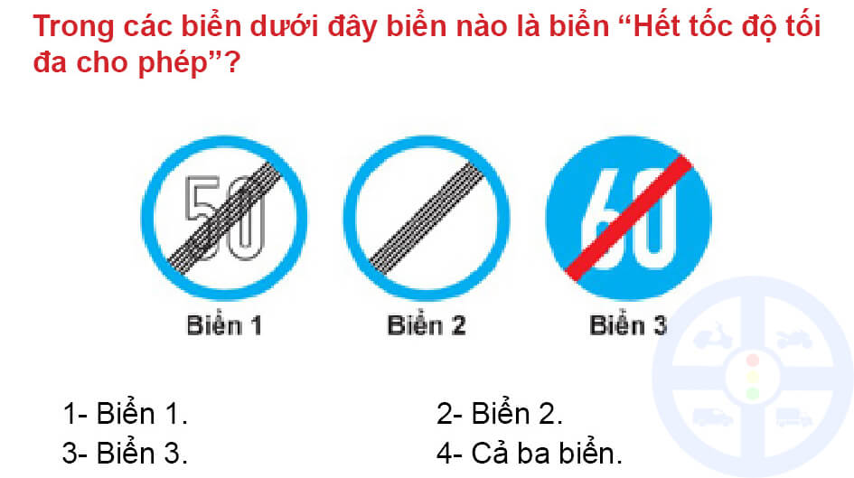 Trong các biển dưới đây biển nào là biển “Hết hạn chế tốc độ tối đa”?
