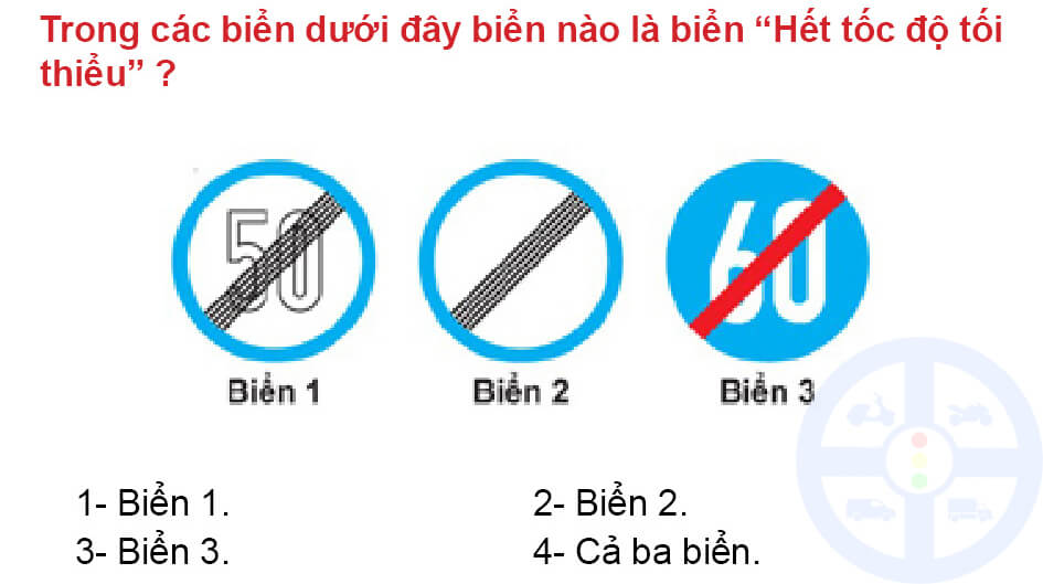 Trong các biển dưới đây biển nào là biển “Hết hạn chế tốc độ tối thiểu” ? 