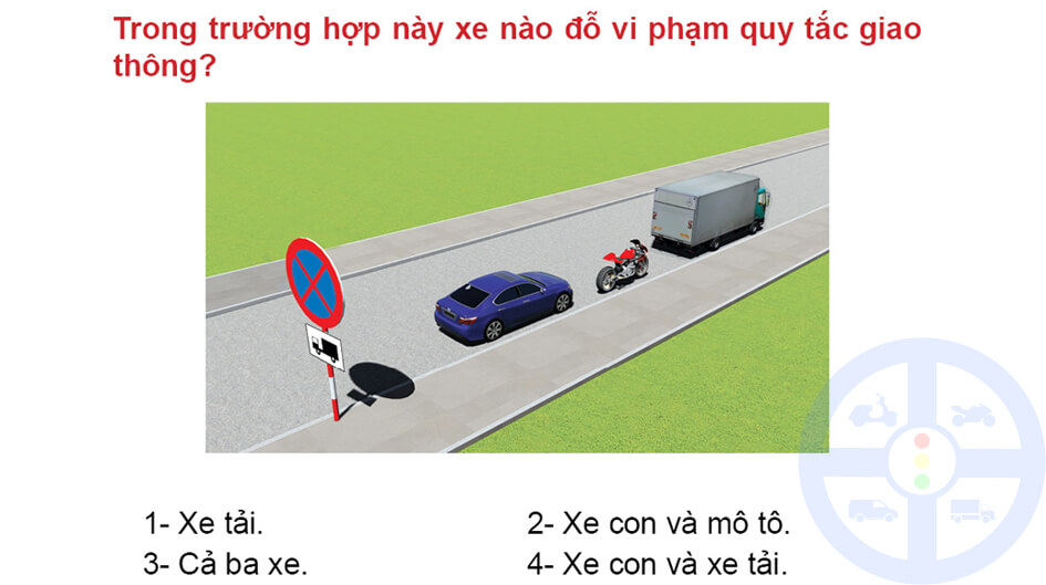 Trong trường hợp này xe nào đỗ vi phạm quy tắc giao thông? 
